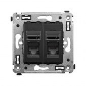 DKC Avanti Черный матовый Компьютерная розетка RJ-45 двойная  категория 6