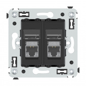 DKC Avanti Черный матовый Компьютерная розетка RJ-45 двойная  категория 6 экранированная