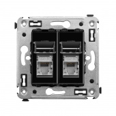 DKC Avanti Черный квадрат Компьютерная розетка RJ-45 двойная  категория 6 экранированная
