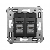 DKC Avanti Черный матовый Компьютерная розетка RJ-45 двойная  категория 5e экранированная