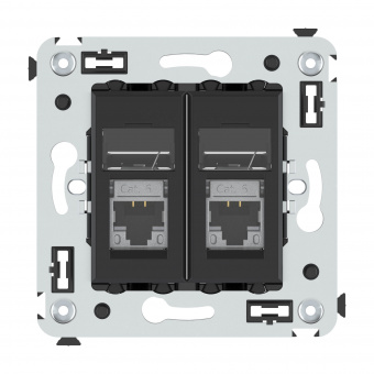 DKC Avanti Черный матовый Компьютерная розетка RJ-45 двойная  категория 6 экранированная