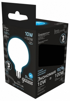 Лампа светодиодная Gauss Filament E27 10Вт 4100K 187202210
