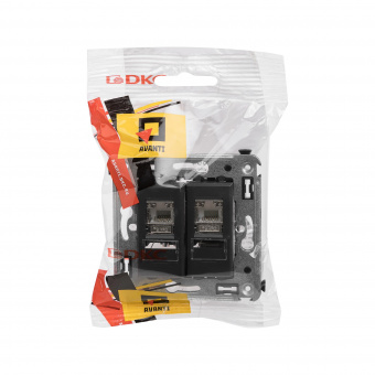DKC Avanti Черный матовый Компьютерная розетка RJ-45 двойная  категория 5e экранированная