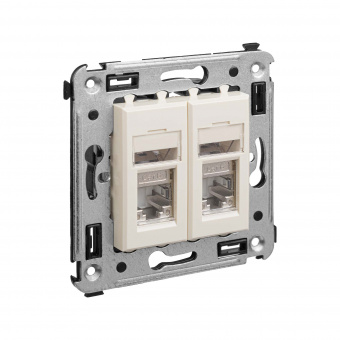 DKC Avanti Ванильная дымка Компьютерная розетка RJ-45 двойная  категория 6 экранированная