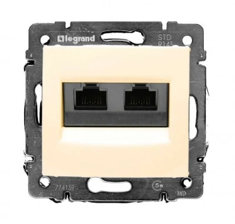 Legrand VALENA Розетка компьютерная 2xRJ45 , скрытый монтаж, слоновая кость,  774139