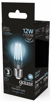 Лампа светодиодная Gauss Filament E27 12Вт 4100K 102902212