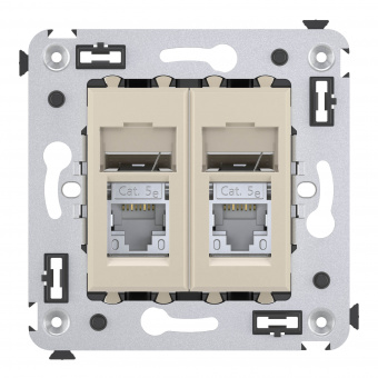 DKC Avanti Ванильная дымка Компьютерная розетка RJ-45 двойная  категория 5e экранированная