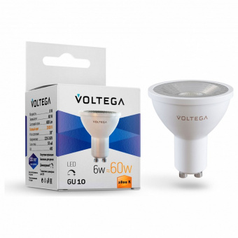 Лампа светодиодная Voltega Simple GU10 6Вт 2800K VG2-S1GU10warm6W-D