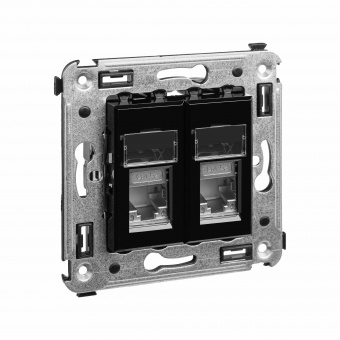 DKC Avanti Черный квадрат Компьютерная розетка RJ-45 двойная  категория 5e экранированная