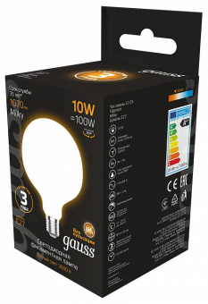 Лампа светодиодная Gauss Filament E27 10Вт 3000K 187202110
