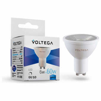 Лампа светодиодная Voltega Simple GU10 6Вт 4000K VG2-S1GU10cold6W-D