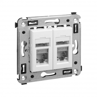 DKC Avanti Белое облако Компьютерная розетка RJ-45 двойная  категория 6 экранированная